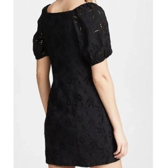 Free People Daniella Eyelet Lace Mini Dress Cottage Boho Prairie Black Size 0 XS - Picture 3 of 11
